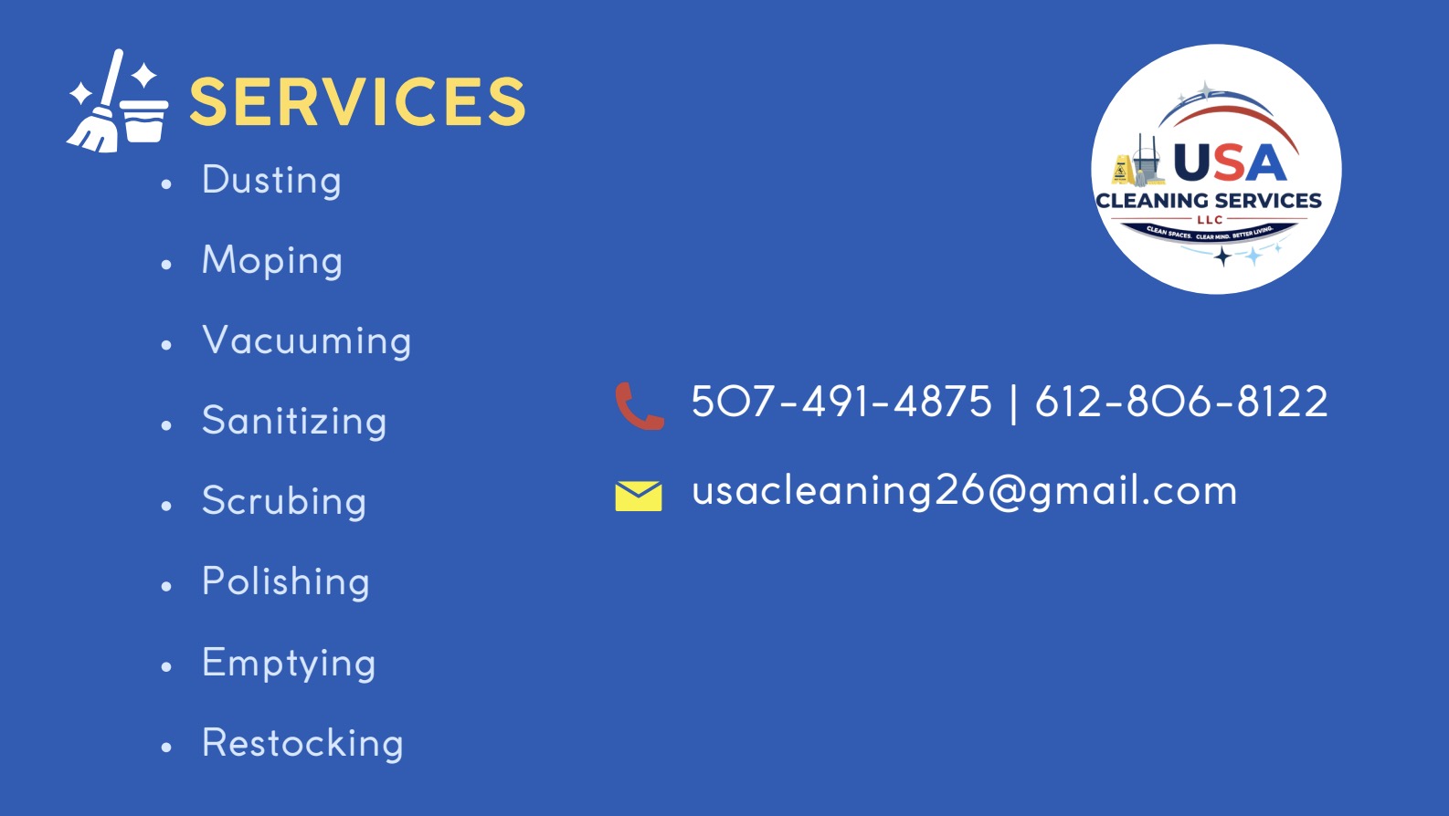 USA Cleaning Services list of cleaning services